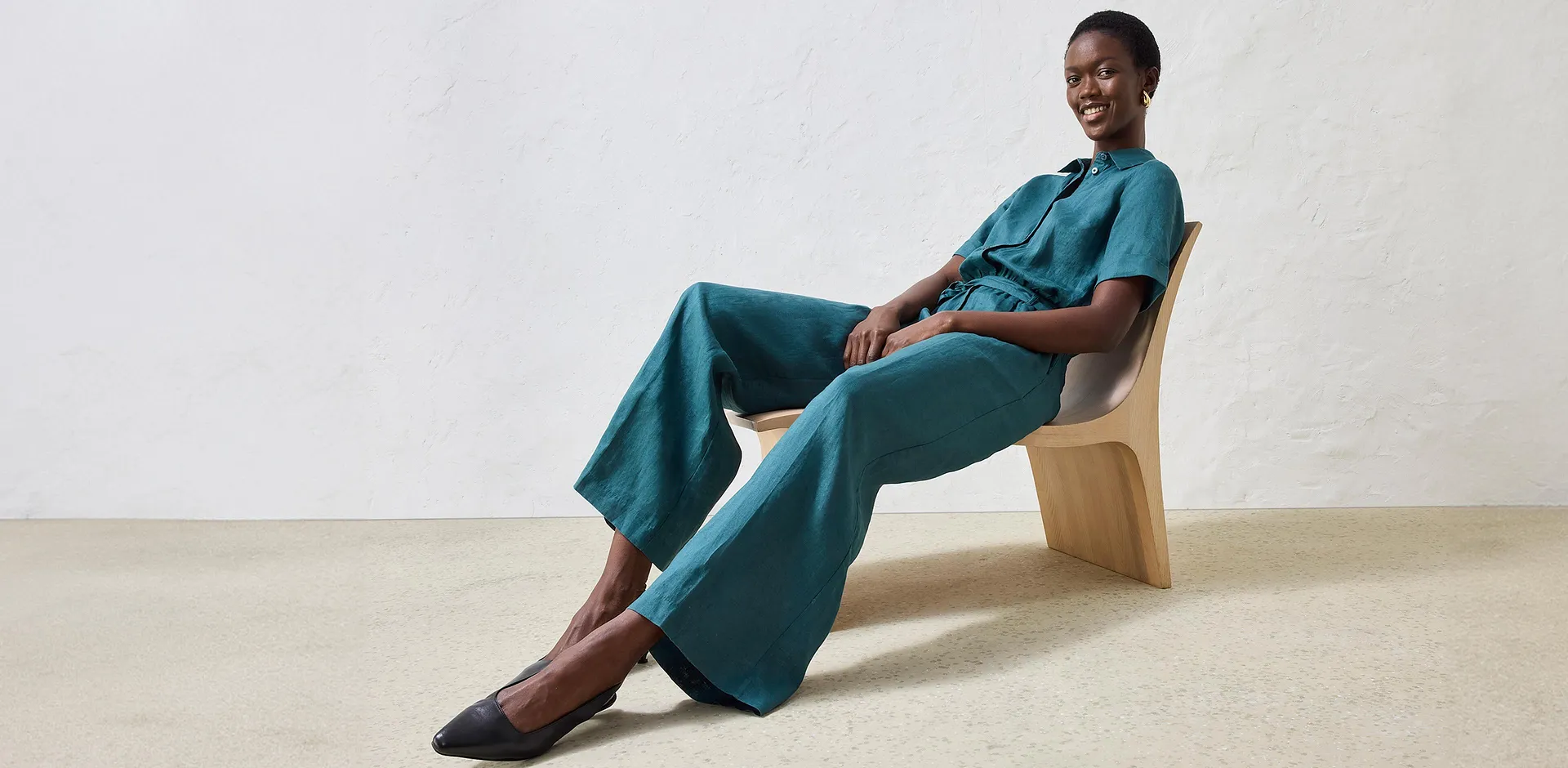 Trendy - Jumpsuit i 100% lin - peppergrønn