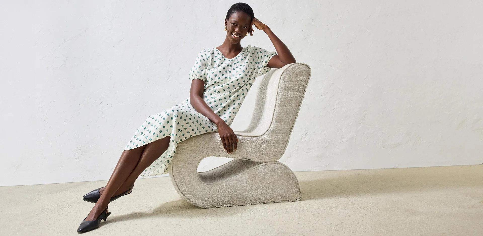 Trendy - Linkjole - kremhvit/peppergrønn mønstret