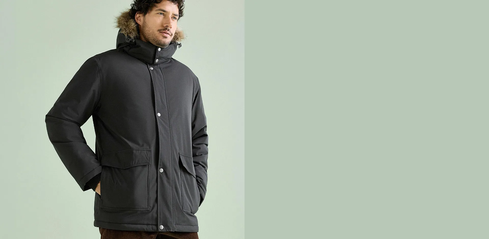 Herre - Parkas i vanntett materiale - sort