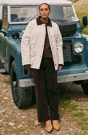 Dame - Vattert twilljakke - naturbeige