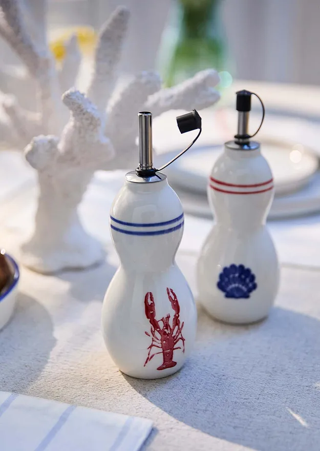 Hjem - Eddik- og oljeflaske (2-delt sett) - hvit