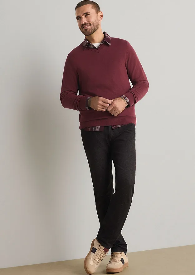 Herre - Regular fit jeans med komfortlinning, straight - sort vintage