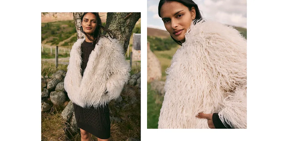 Dame - Oversized fuskepels-jakke - perlehvit