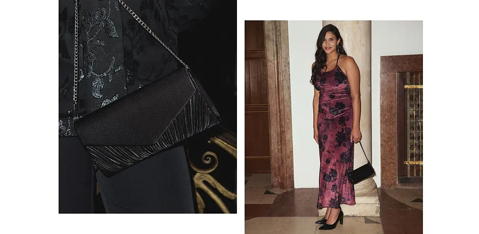 Trendy - Maxikjole i glansfull fløyel - vinrød blomstermønster