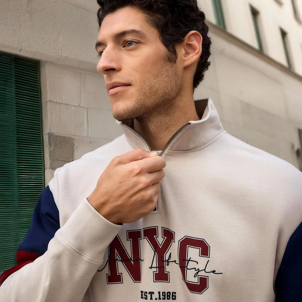 Herre - Sweatshirt i 100% økologisk bomull, Loose Fit - stengrå