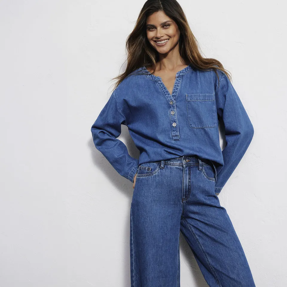 Trendy - Denimbluse i tunikastil - blå denim used