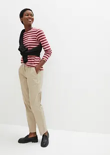 Stripet langermet topp med broderi, bonprix Stripet langermet topp med broderi, bonprix