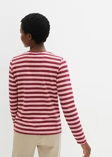 Stripet langermet topp med broderi, bonprix Stripet langermet topp med broderi, bonprix