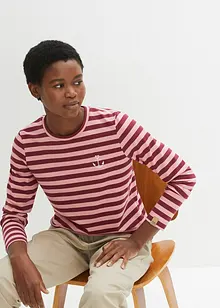 Stripet langermet topp med broderi, bonprix Stripet langermet topp med broderi, bonprix