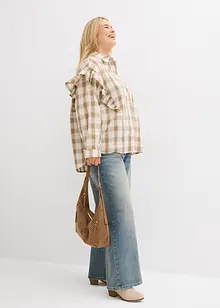 Skjortebluse med volanger, bonprix Skjortebluse med volanger, bonprix