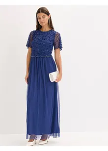 Maxikjole i fin tyll med paljettbroderi, bonprix Maxikjole i fin tyll med paljettbroderi, bonprix