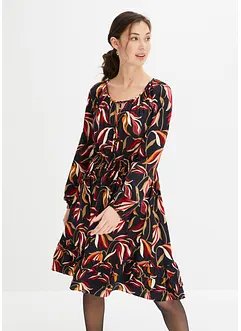 Vevd viskosekjole med smock-linning, knelang, bonprix Vevd viskosekjole med smock-linning, knelang, bonprix