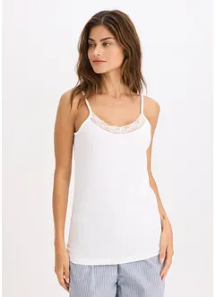 Singlet med økologisk bomull og blonder (2-pack), bonprix Singlet med økologisk bomull og blonder (2-pack), bonprix