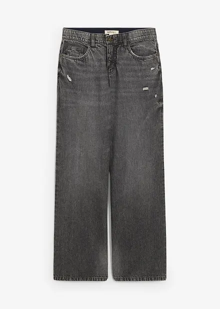 Wide Leg-jeans Mid Waist, Low Stretch