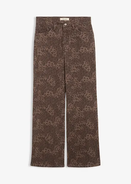 Wide Leg-twillbukse med leopardtrykk