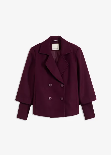 Caban-jakke med strikkede ermer