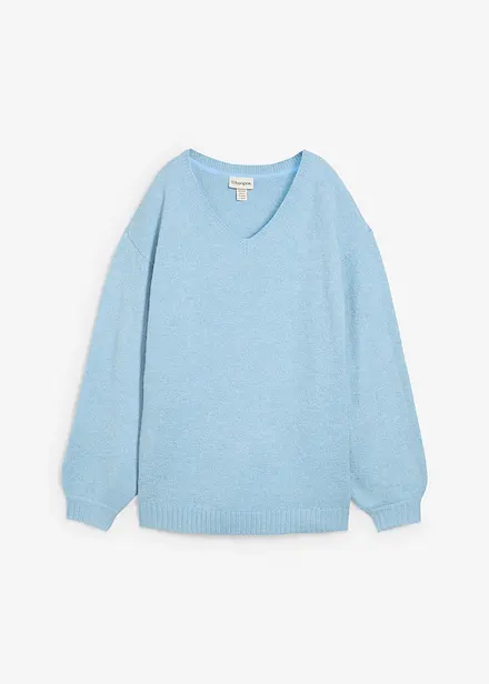 Finstrikket genser i mykt garn med ballongermer