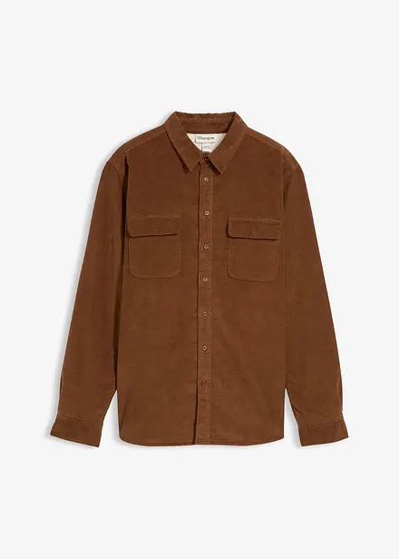 Skjorte i kordfløyel med stretch og varmende fleecefôr