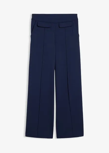 Bootcut-bukse i viskosemiks med lett glans