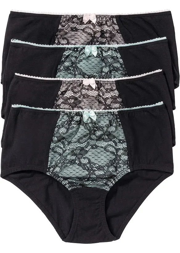 Høy truse med økologisk bomull (4-pack), bonprix