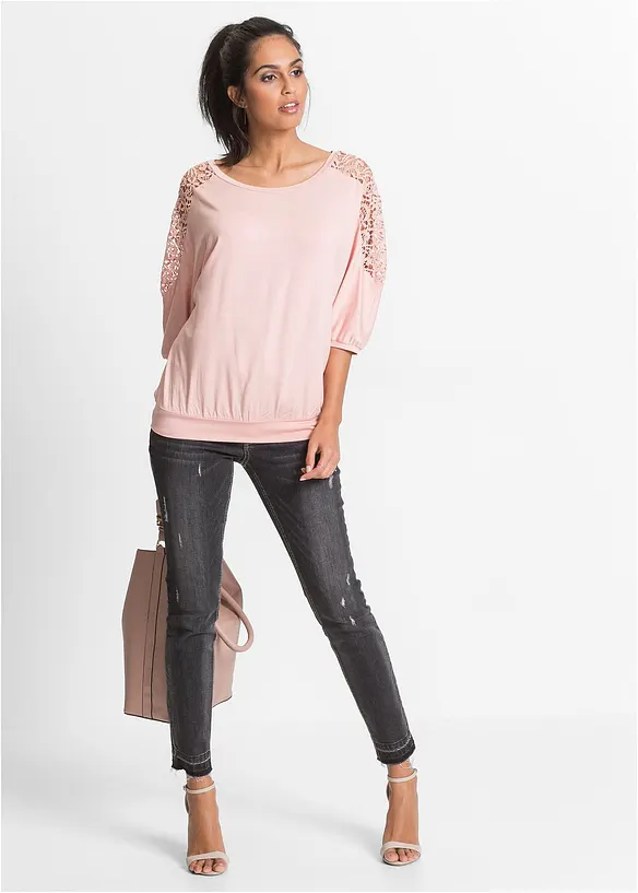 Oversized topp i viskosemiks, bonprix
