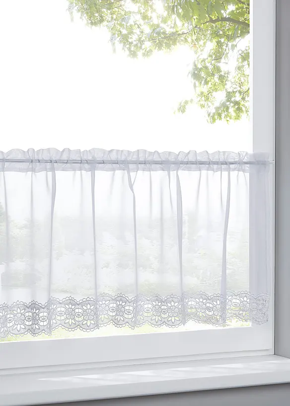 Gardinkappe med resirkulert polyester og blondekant, bonprix