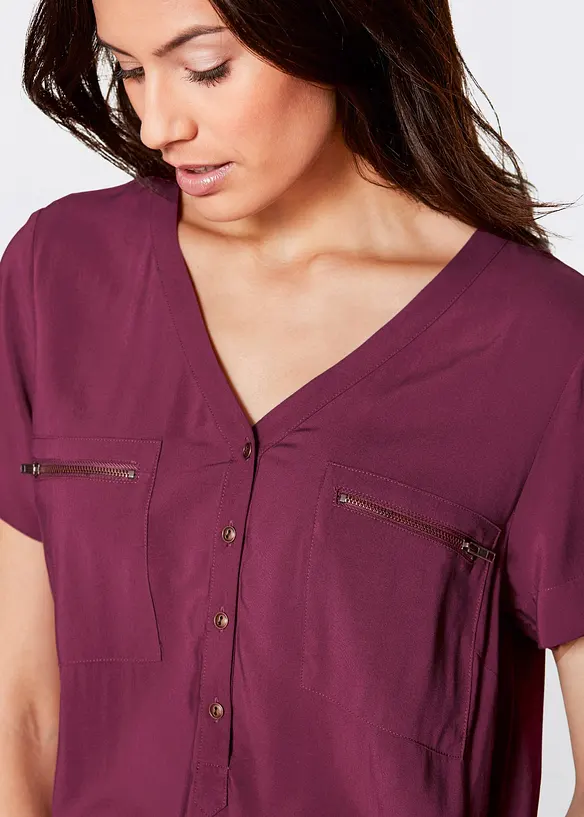 Bluse i viskose, kort arm, bonprix