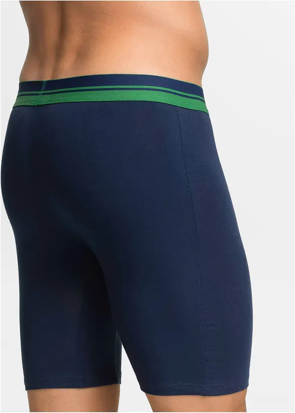 Boksershorts med bomull i ettersittende modell med lange ben (2-pack), bonprix