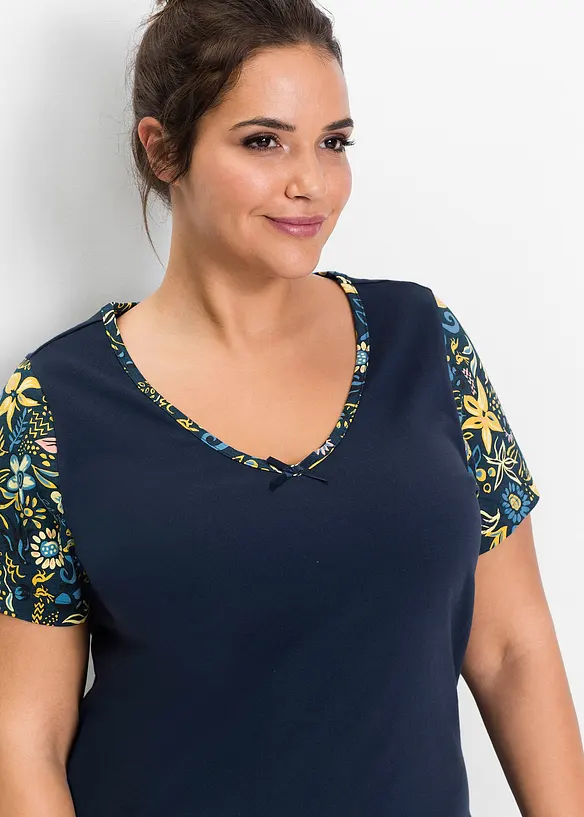 Capri-pyjamas i 100% bomull med korte ermer, bonprix