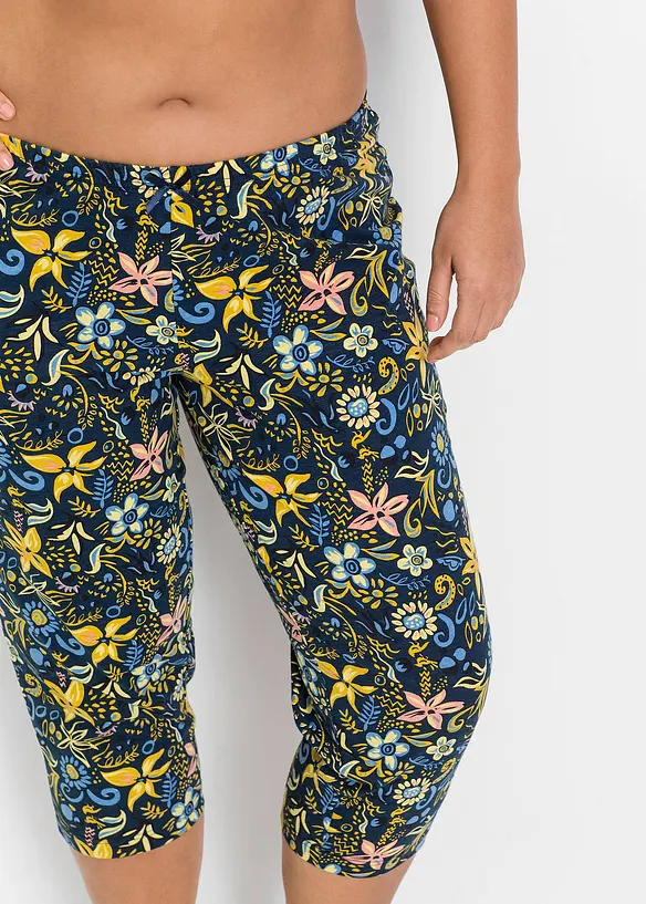 Capri-pyjamas i 100% bomull med korte ermer, bonprix