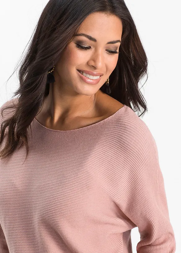 Oversized ribbestrikket genser, bonprix