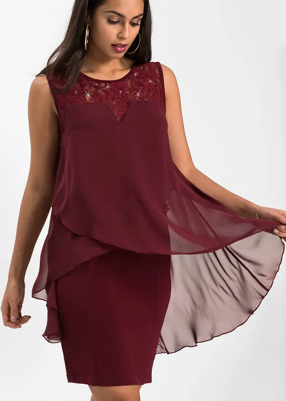Jerseykjole med chiffon, bonprix