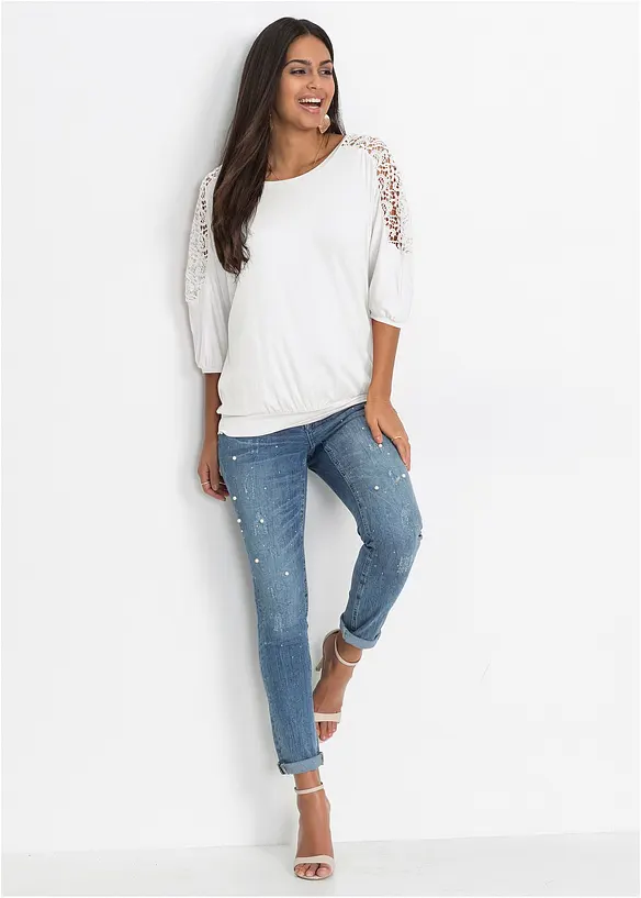 Oversized topp i viskosemiks, bonprix