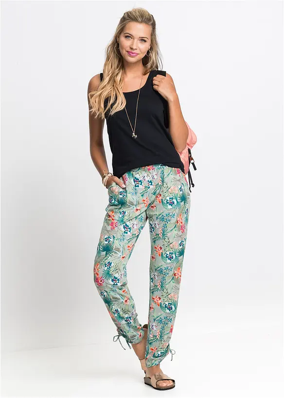 Singlet i bomull med blonder, bonprix