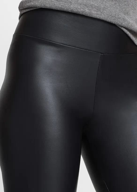 Leggings i imitert skinn med belegg, bonprix