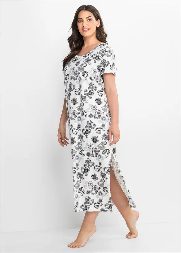 Lang nattkjole i økologisk bomull, bonprix