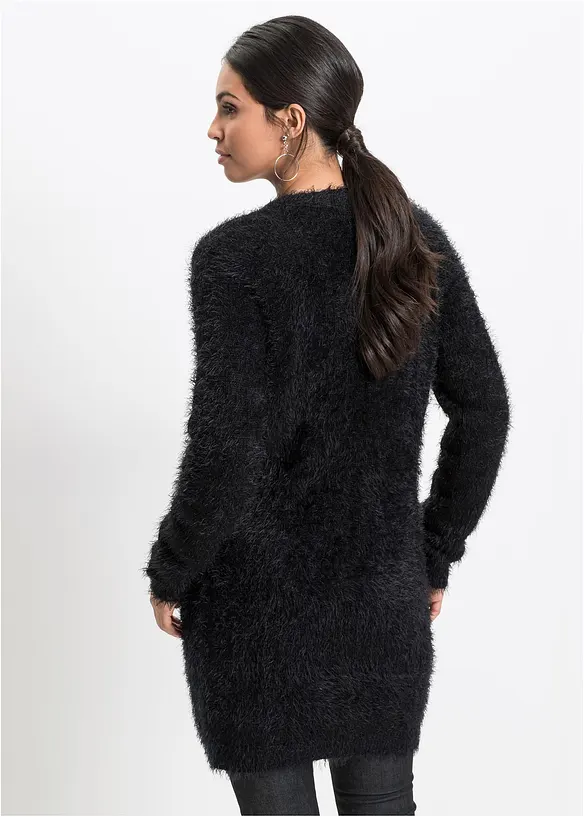 Lang strikkejakke i fluffy stil, bonprix