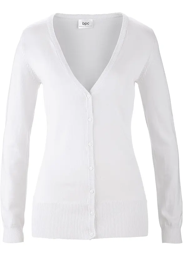 Basic finstrikket cardigan med knappestolpe, bonprix