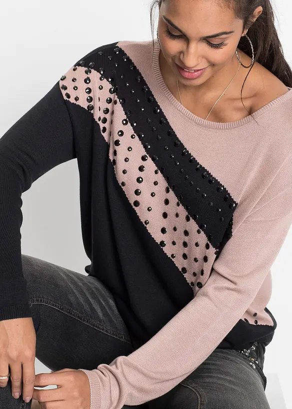 Oversized genser med applikasjon, bonprix