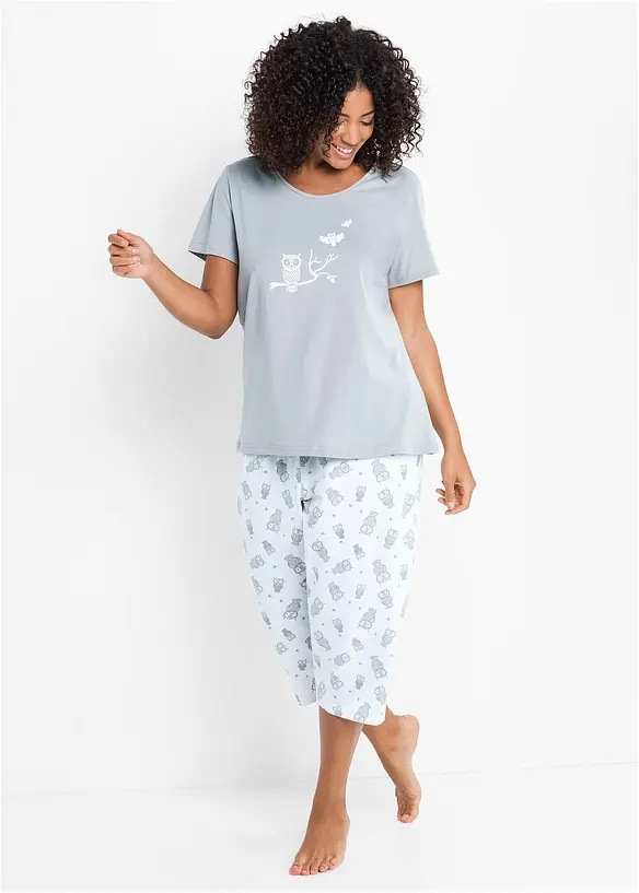 Capri-pyjamas med korte ermer, bonprix