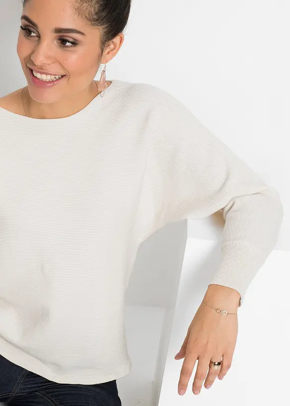 Oversized ribbestrikket genser, bonprix