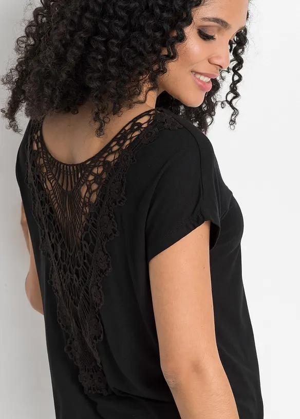 Topp med heklet innfelling, bonprix