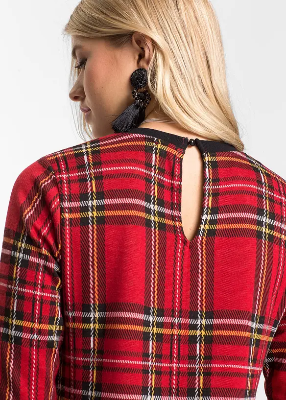 Minikjole med jacquardvevd rutemønster, bonprix