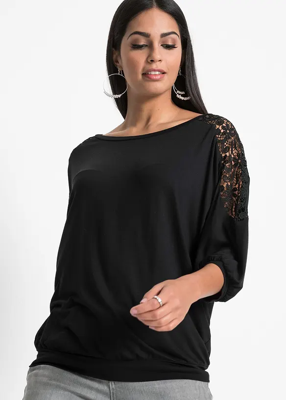 Oversized topp i viskosemiks, bonprix