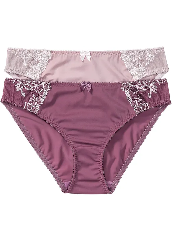Truse med nydelig broderi (2-pack), bonprix