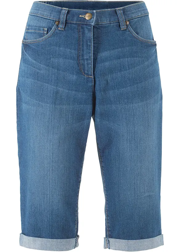 Jeans-bermuda med stretch og oppbrettet nederkant, bonprix