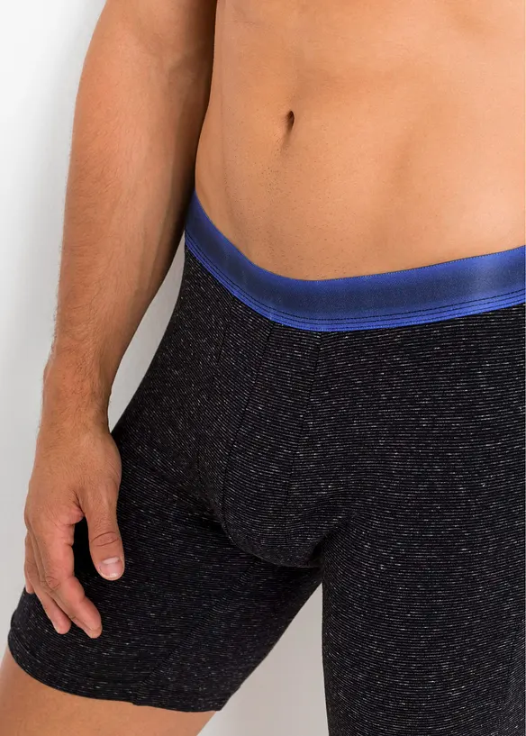 Boksershorts med bomull i ettersittende modell med lange ben (2-pack), bonprix