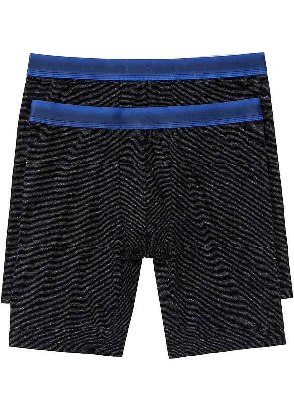Boksershorts med bomull i ettersittende modell med lange ben (2-pack), bonprix