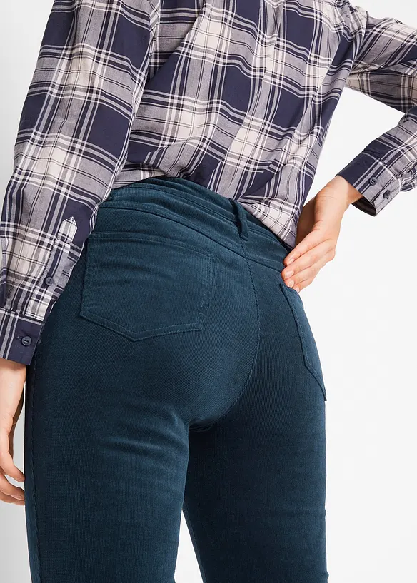 Kordfløyelsbukse med stretch, Straight, bonprix