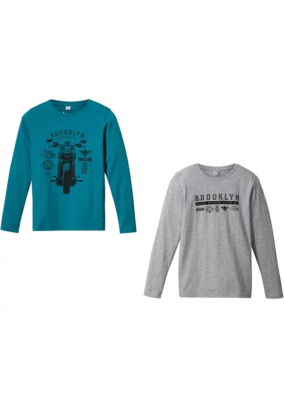 Langermet topp i økologisk bomull (2-pack), bonprix